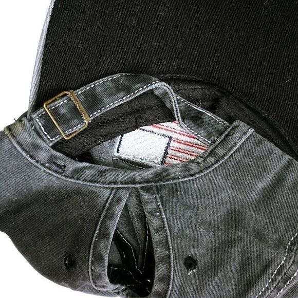 American Flag Cap Gray Distressed Hat Ball Cap Adjustable Back 100% cotton - Picture 2 of 3